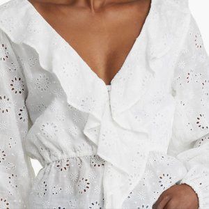 FRAME Ruffle Eyelet Top